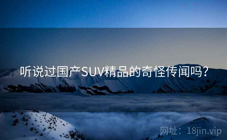 听说过国产SUV精品的奇怪传闻吗？